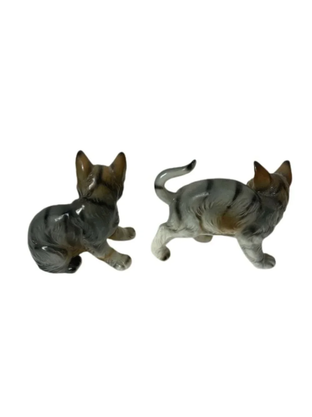 Andrea By Sadek Porcelain Cat Figurine Kitten Pair Handpainted Gray Tabby Taiwan